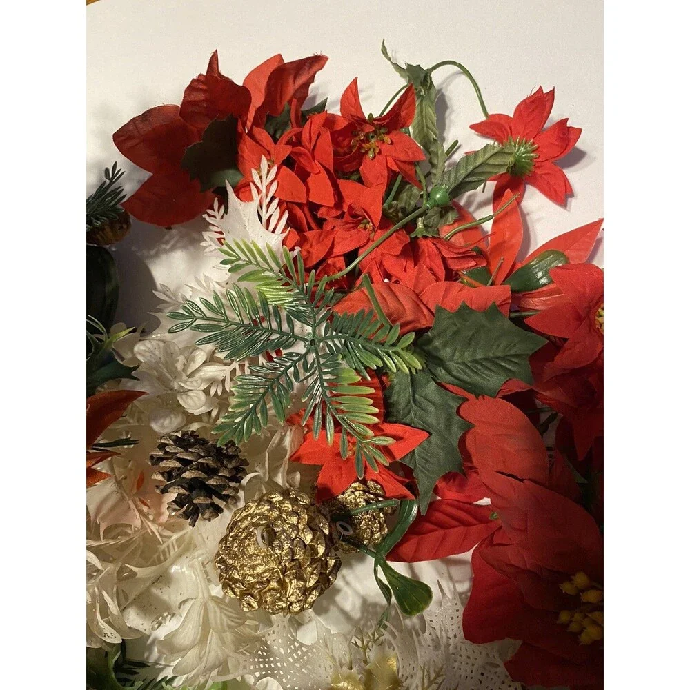 Vintage Christmas Lot Candle Wreath Ring Holly Berries Evergreen Crafting Decor